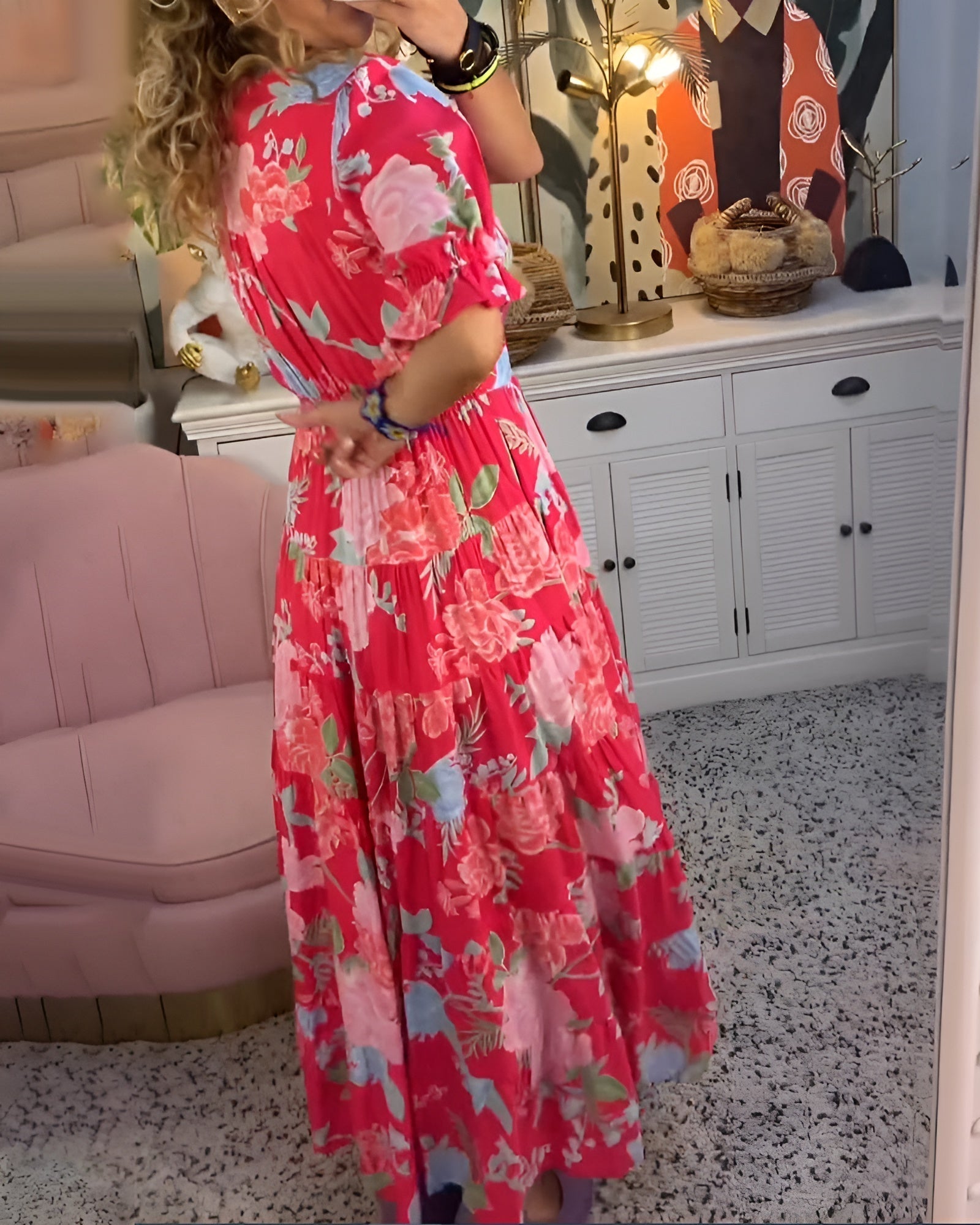 ALICE | Flower print V-neck pocket dress