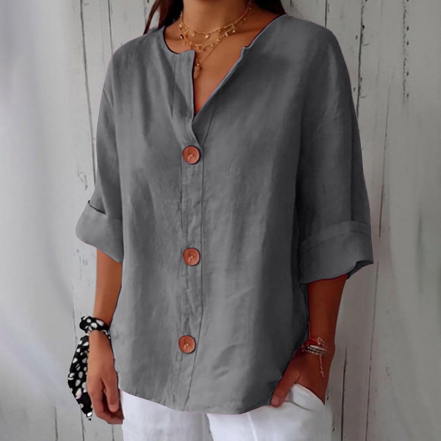 EVERLY｜Casual linen blouse