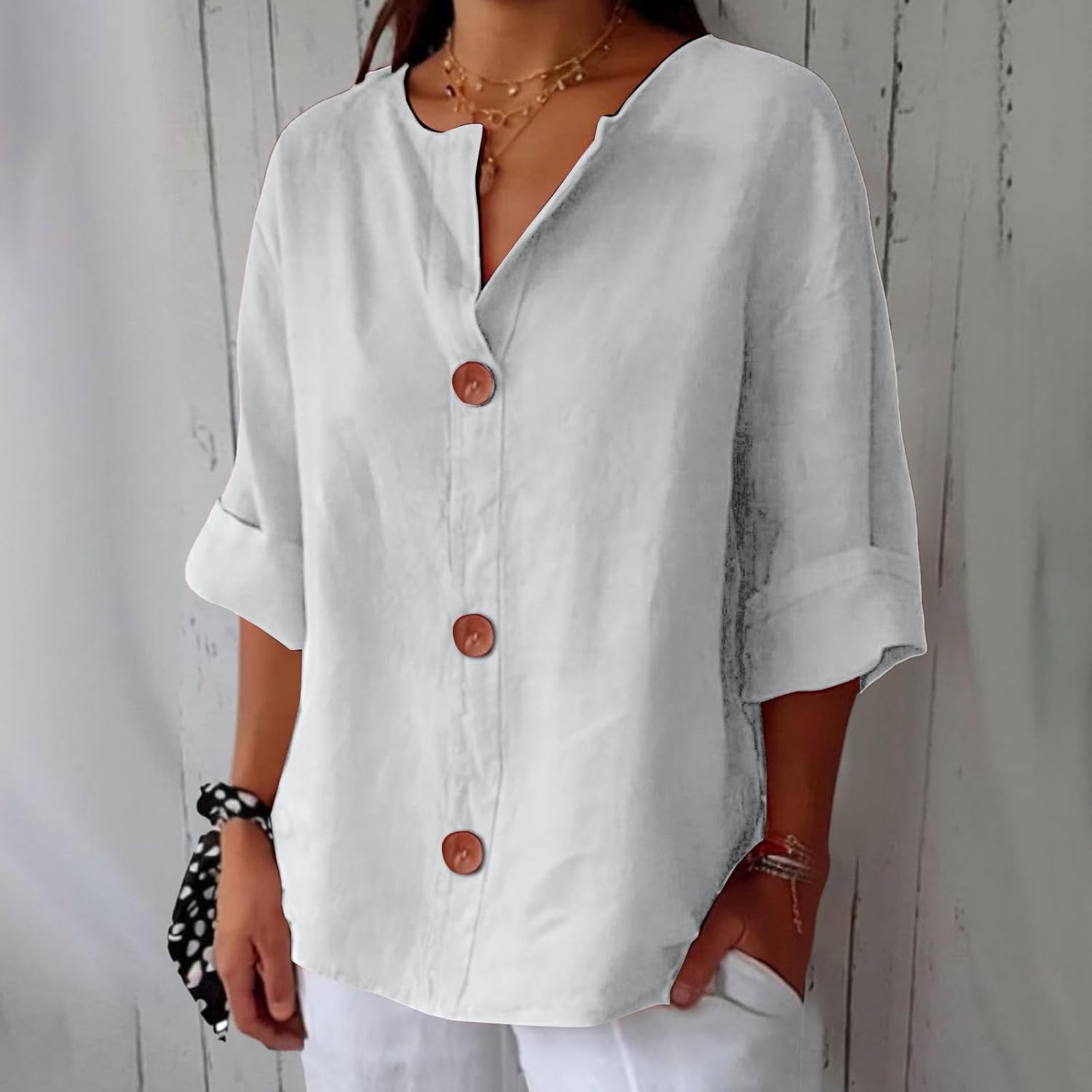 EVERLY｜Casual linen blouse