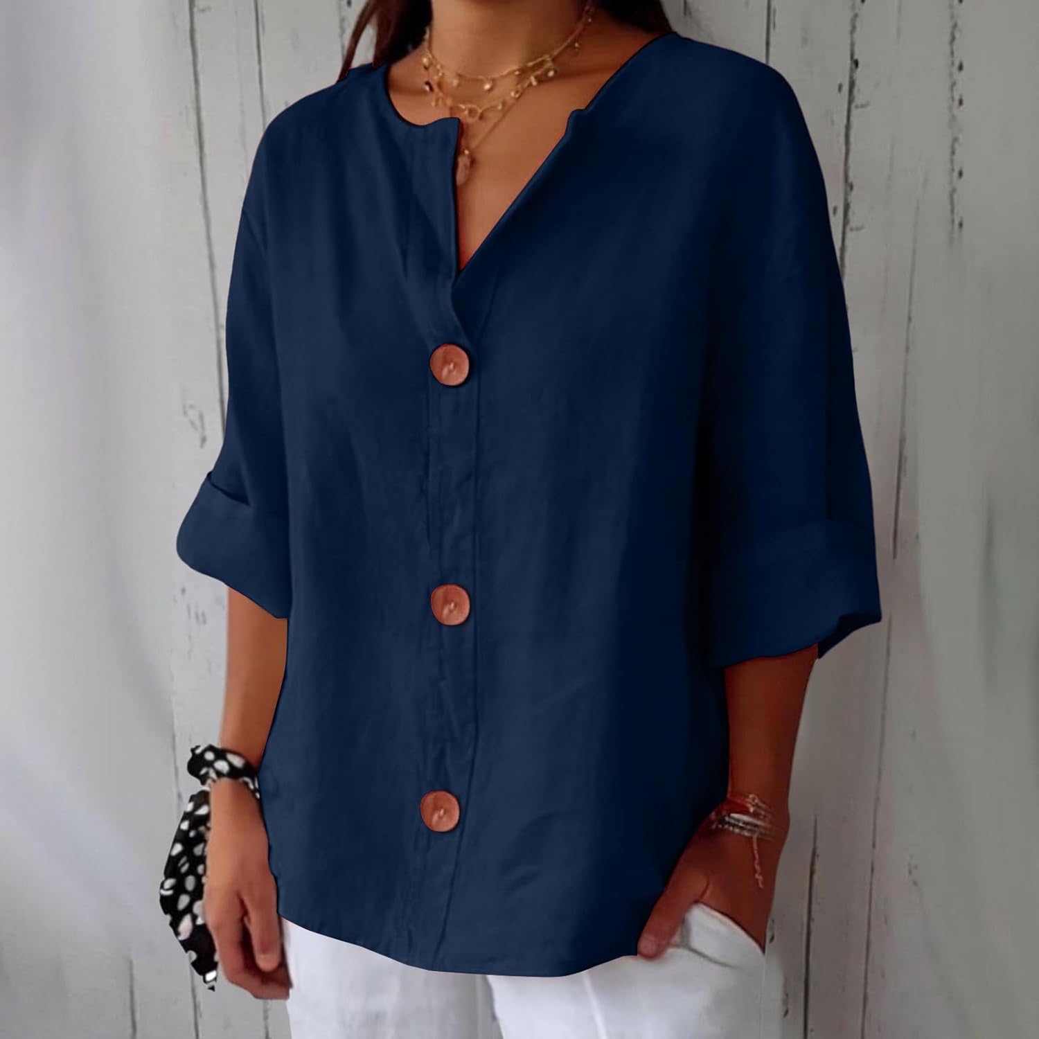 EVERLY｜Casual linen blouse