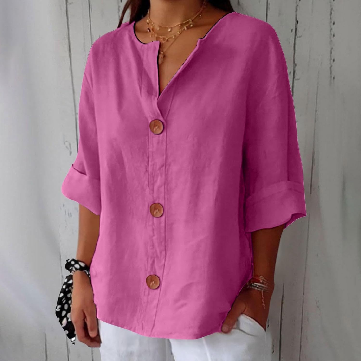 EVERLY｜Casual linen blouse