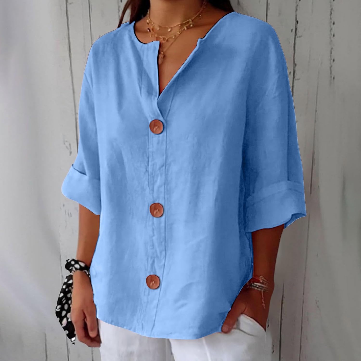 EVERLY｜Casual linen blouse