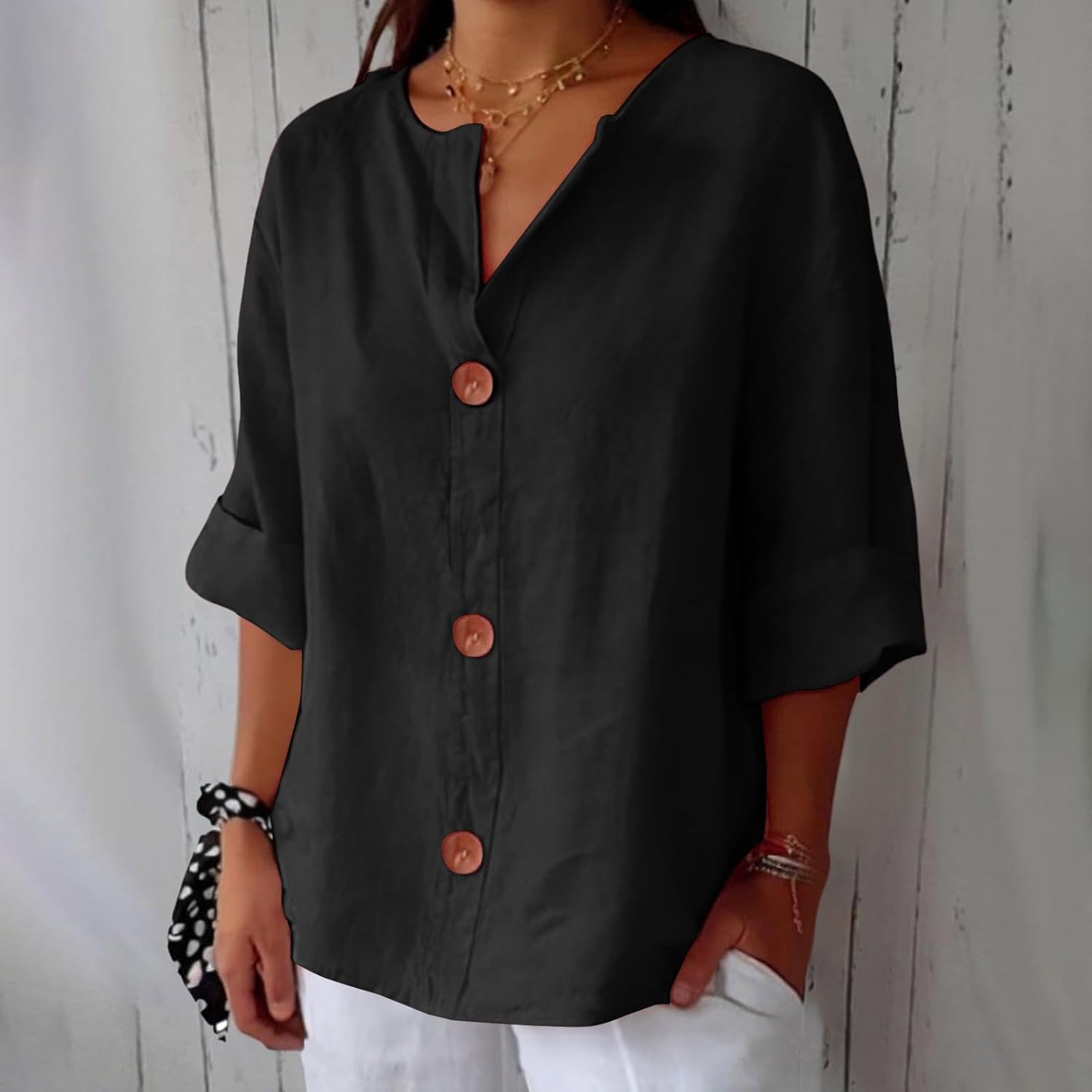 EVERLY｜Casual linen blouse