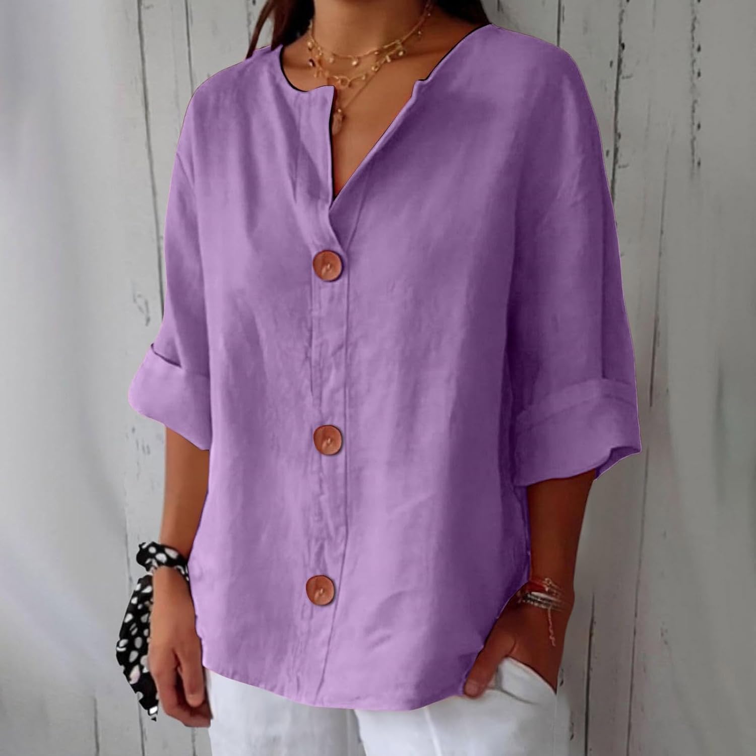 EVERLY｜Casual linen blouse