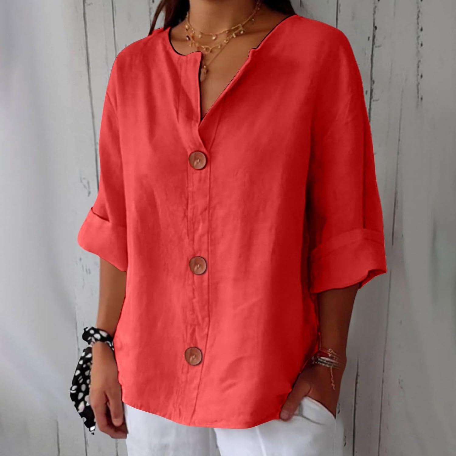 EVERLY｜Casual linen blouse